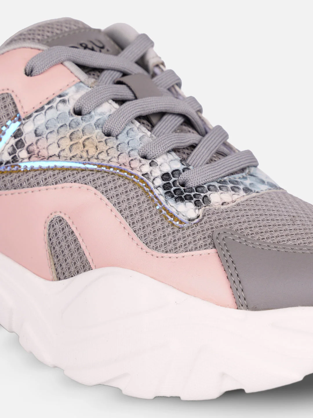 Women's Grey/Pink All Seasons Wearing Sneakers (IU1003) - Image 5