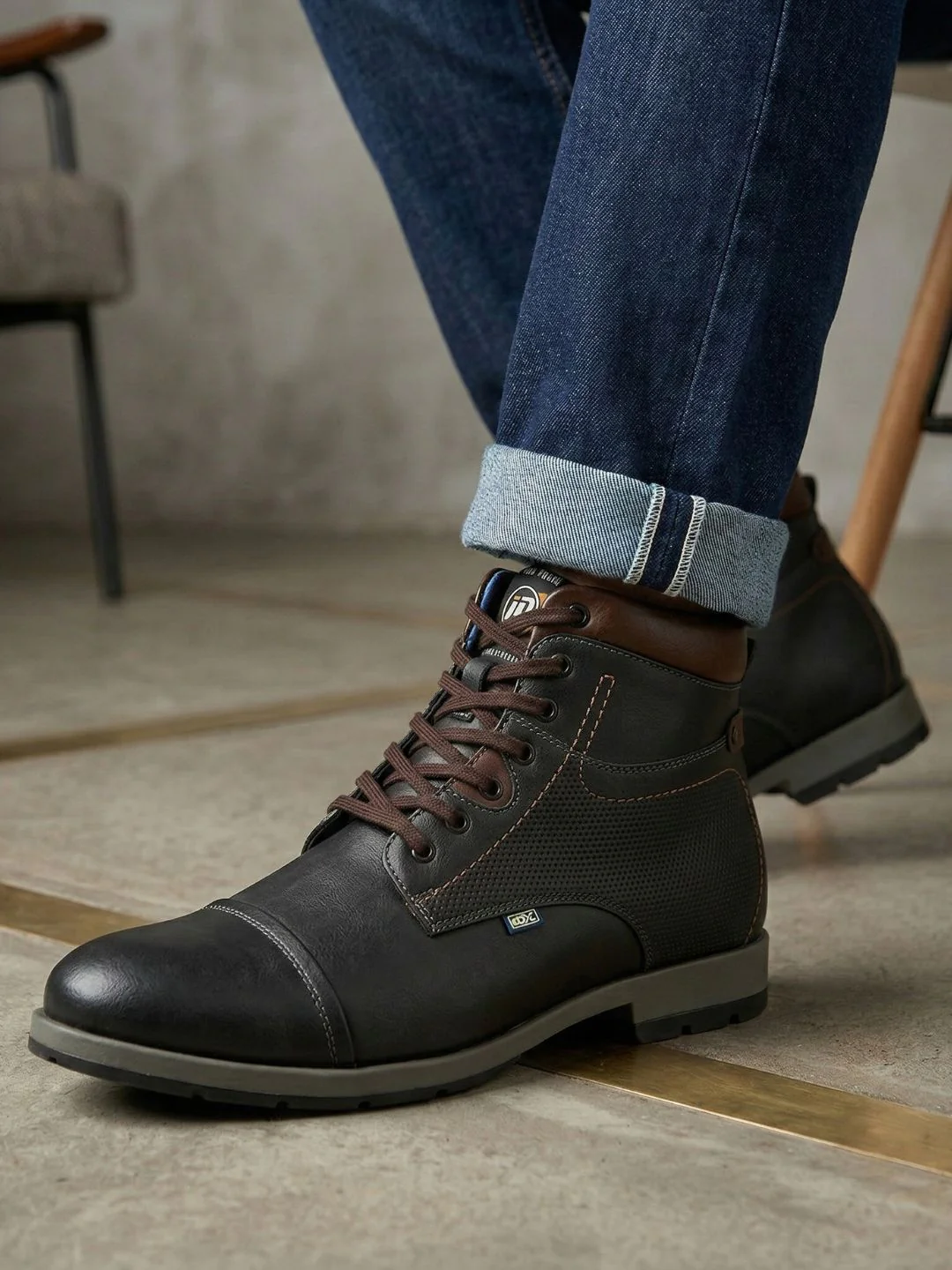 Men's Charcoal Black High Top Derby Boot (IX1021) - Image 7